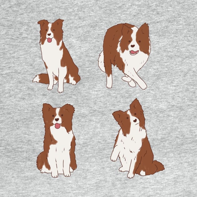 Brown border collie pack by Mayarart